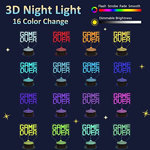 Spel 3D Illusie Lamp, Attivolife Spel is over Nachtlichtje met Afstandsbediening + Timer 16 kleur veranderende Kinderen… - Afbeelding 4