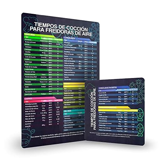 Pack 2 Hojas con Tiempos De Cocción para Freidora De Aire - Recetas Originales con Tiempos De Cocción Y Temperatura - Accesorios para Freidora De Aire - Compatible con Cosori, Cecotec, Phillips