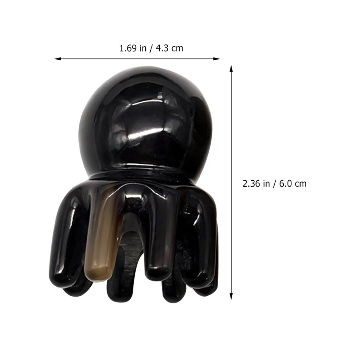 2 Piezas Peine de masaje de pulpo peine masajeador de cuero cabelludo de pulpo portátil de bocina de yak hecho a mano de mujer Consumo de bocina Black
