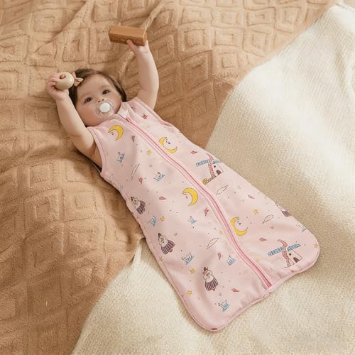 Image of HOUSABY Baby Wearable Blanket,Summer Cotton Sleep Sacks 1 Pack Unisex Toddler Sleeping Bag Sack, 0.5 TOG with 2-Way Zipper
