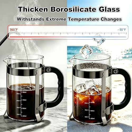 Image of QUQIYSO French Press 51oz,Large French Press Thickened Glass Coffee Press