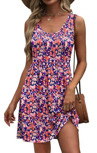 Image of WIHOLL Women's Summer Dress 2026 A-Line Sleeveless Casual Sundress with Pockets Floral /Solid