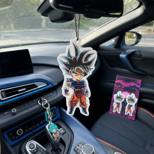 Image of PumpCar 2 pieces Chubby Goku Ultra Instinct double-sided hanging Japanese anime cherry-scented Dragon Ball car air freshener Cool anime hanging for rearview mirror Car Interior Accessories Gifts