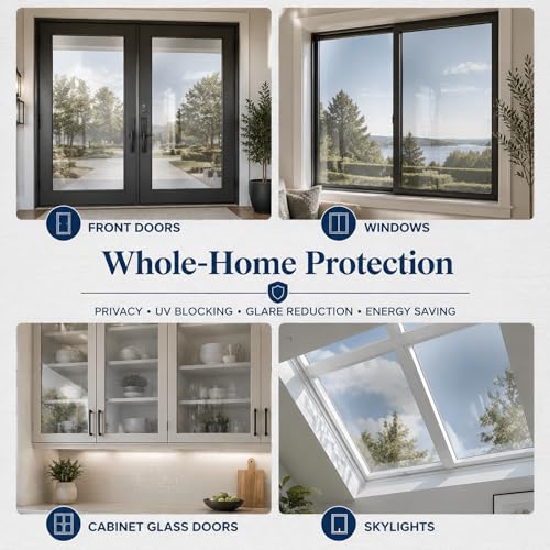 Image of WPCTEV One Way Window Privacy Film, Mirror Tint, Silver, 23.6In x 6.5Ft