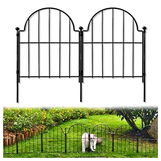 Blingluck Garden Fence, 22 in(H) x 10.83 ft(L) Arched Rustproof Metal No Dig Fence Garden Fence Border, Ground Stake Animal Barrier Fence for Rabbit Dog, Outdoor Decor for Yard & Patio