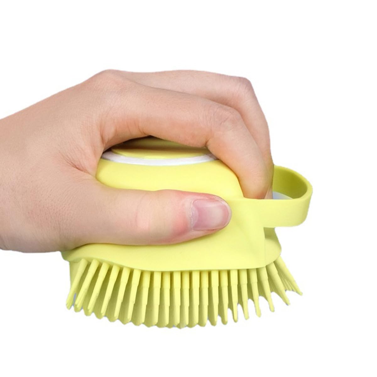 Dog Cat Bath Brush Pet Grooming Soothe Massage Brush with Shampoo Dispenser Soft Silicone Bristle for Dogs and Cats Long Short Haired Puppy Washing Shower Grooming - Yellow