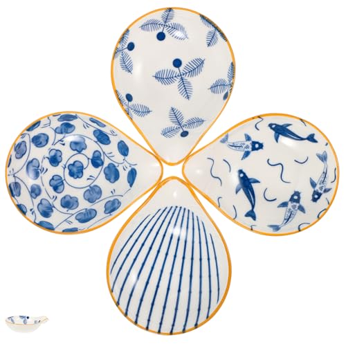 ARTSEWPLY 4 piezas Soporte para Cucharas de Cerámica Multifuncional con Bandeja para Servir Salsas y Aperitivos Reposa Cucharones para Cocina y Mesa Diseño Decorativo y Práctico