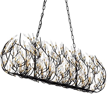 Varaluz Bask 8-Lt Crystal Linear Pendant - Matte Black/French Gold