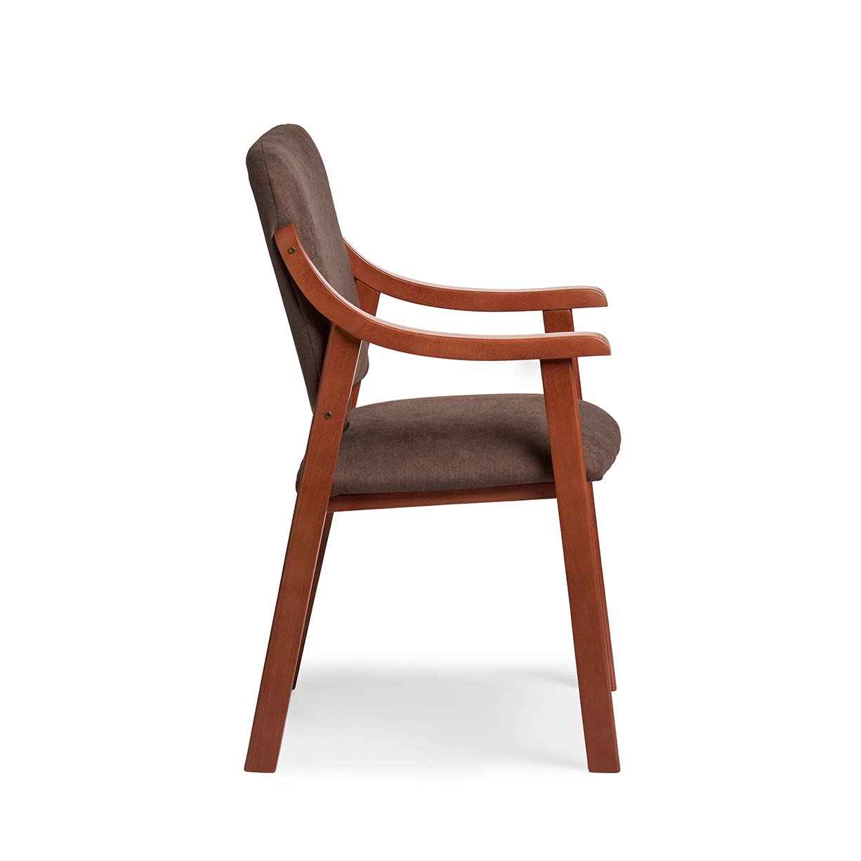 Silla Comedor con Brazos de Madera de Haya, con Respaldo Recto. Ideal para Dormitorio, Comedor o Salida.. Tamaño: 87x55x55 cm. (Cerezo, Marrón)