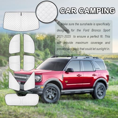 Image of KMF Windshield Sun Shade Replacement for Ford Bronco Sport Accessories 2021-2024 2025, Side Window Sun Shade Cover Sun Visor Shield Cover,Sunshade for Camping /Baby UV Block and Privacy Protect