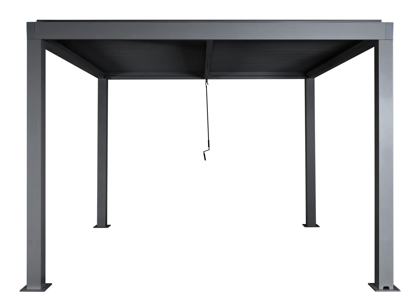 Pergola HWC-L46, pawilon ogrodowy z lamelami, stal aluminiowa 10 cm, żłobek deszczowy odporny na sztorm, 3 x 3 m - antracyt