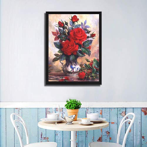 Kit De Pintura Con Diamantes 5D - Rosa En Una Botella, 30 X 40 Cm - Incluye Todo Para Crear Tu Cuadro