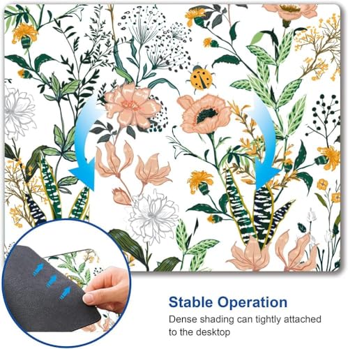 Image of Premium-Textured Mouse Pad, Non-Slip Rubber Base Mousepad for Laptop, Computer & PC, 9.5x7.9 in - Enhanced Precision, Ergonomic Comfort, Ideal for Gaming & Office (Creamy White Floral)