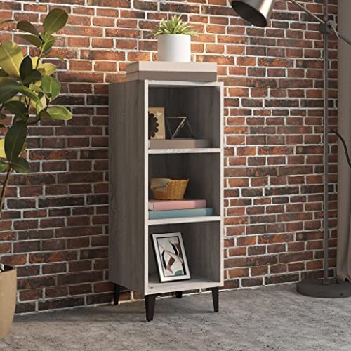 prissent Aparador gris Sonoma 34,5 x 32,5 x 90 cm de madera multicapa mueble salón diseño moderno decoración de interiores mueble de almacenamiento amplio espacio de almacenamiento DVD guardar