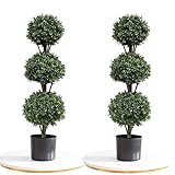 momoplant (Set of 2) 56 inch-4Ft Artificial Boxwood Topiary Ball Tree Topiaries Greenery...