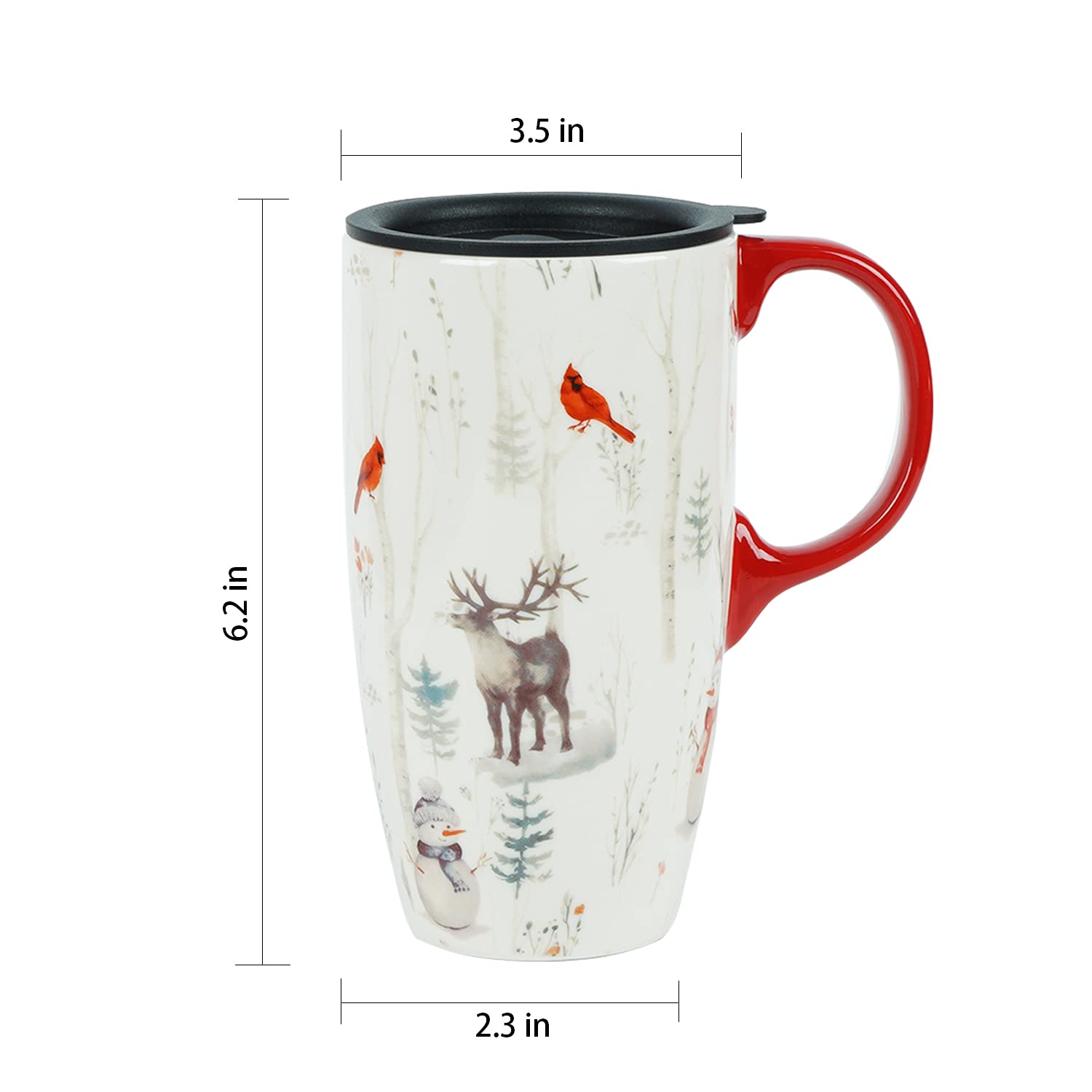 Ceramiczny kubek podróżny porcelanowy kubek do kawy z pokrywką odporną na zalanie, 480 ml