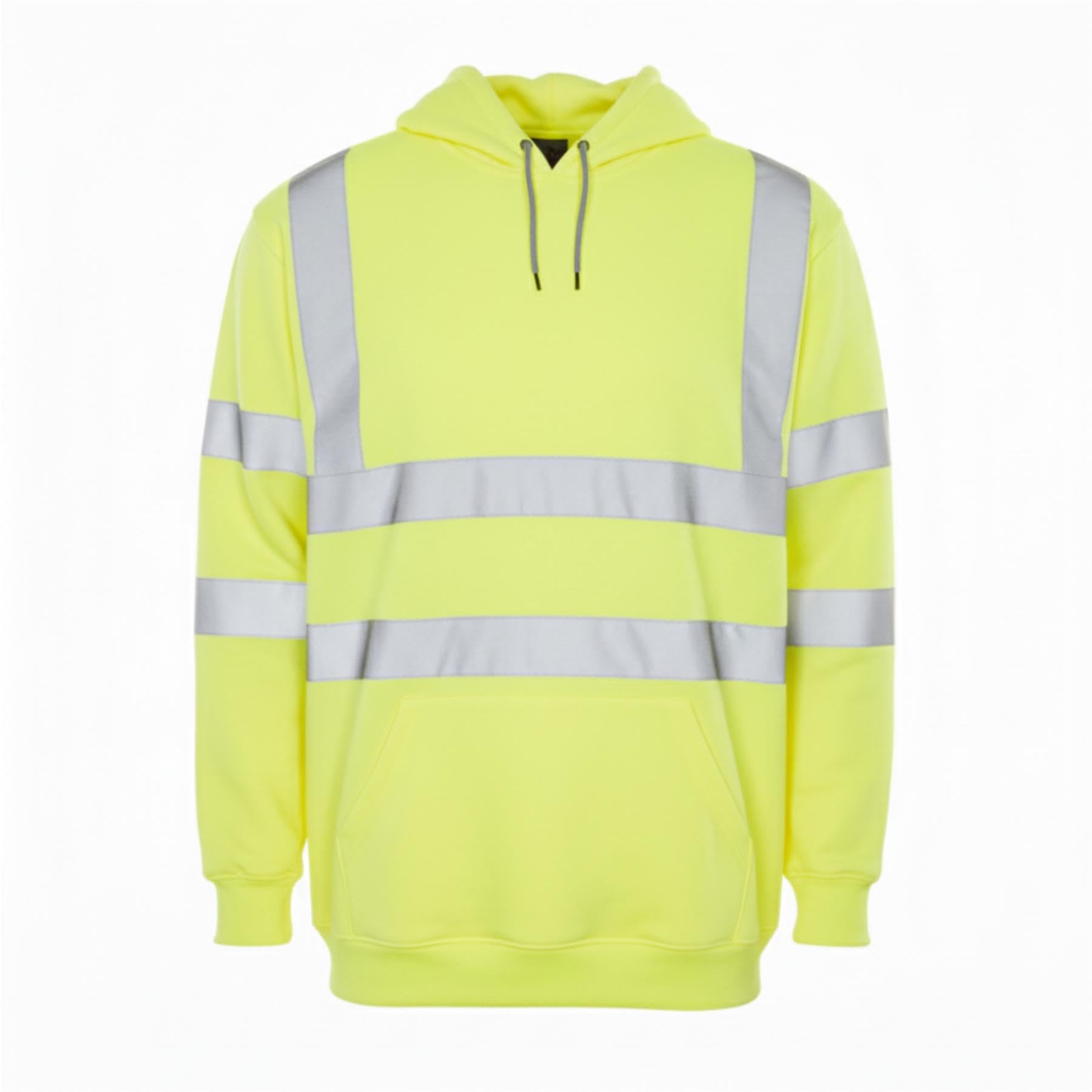 Felpa da uomo con cappuccio in pile ad alta visibilità Giallo fluo XXL
