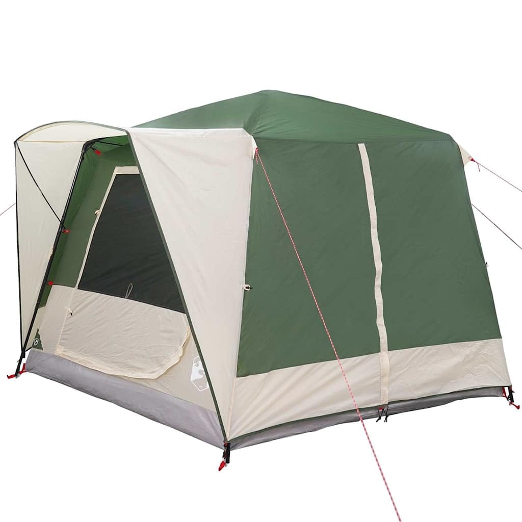 Tienda familiar para 5 personas, verde, 185T poliéster, 333 x 317 x 194 cm, resistente a los rayos UV, impermeable, con bolsa de transporte para camping