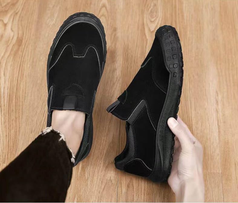Mens Non Slip Work Shoes Waterproof Slip-On Kitchen Chef Leather Loafers Steel Toe Shoes Dress Sneakers3