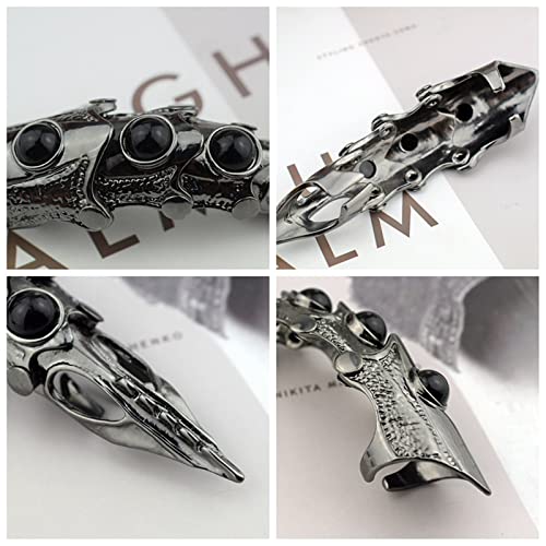 2-4Pcs Punk Full Armor Knuckle Joint Claw Finger Ring Set Gothic Adjustable Rock Hinged Ring for Women Men Jewelry Gift Halloween Cosplay Party Costume Accessory2