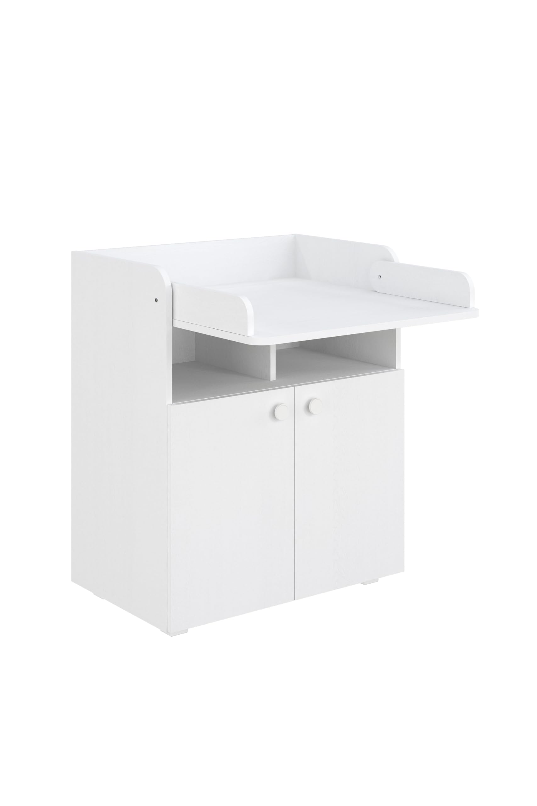 Shefa Cómoda Cambiador Bebé 700 con Superficie Plegable y Compartimentos de Almacenaje Madera Aglomerado Blanco 70x47x86 cm