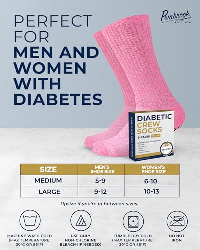 Image of Penbrook Frill Knit Bamboo Viscose Diabetic Socks for Women & Men 6 Pairs