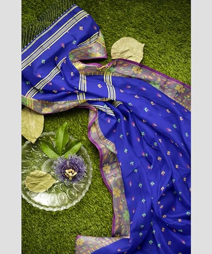 Image of Women's Traditional Handloom Zari Work Lata Border Cotton Silk Saree With Blous Piece