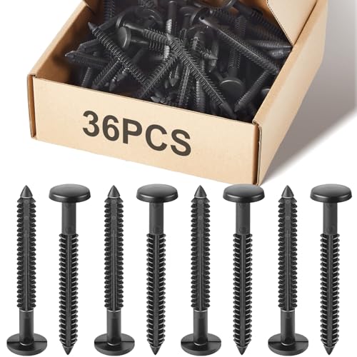 Image of Blulu 36 Pcs 3 Inch Vinyl Shutter Fastener Window Panel Peg Lok Pin Pegs Screws Shutter Spikes Anchor (Tuxedo Gray)
