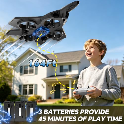 Image of 4DRC Foam RC Planes Remote Control Airplanes for Kids Adults, 3 Batteries, RC Airplane Fighter Jet with Light, 360 Flip Fighter Jet Toys, Stunt Roll, Airplane Toy Gifts for Kids Boys