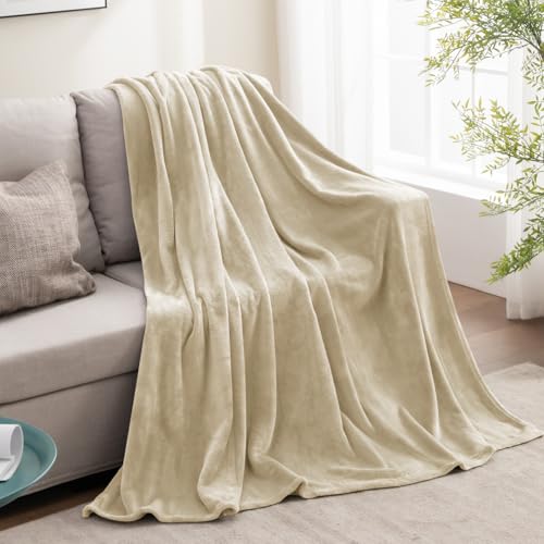 Image of BEDELITE Fleece Blanket Linen Throw Blanket for Couch & Bed, Luxury Plush Cozy Fuzzy Blanket 50 inch x 70 inch, Super Soft Warm Lightweight Fall Throw Blanket for Travel Camping