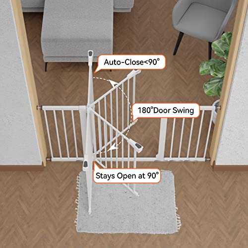 BABELIO-29-55-Inch-Extra-Wide-Baby-Gate-Metal-Auto-Close-Dog-Gate-Pressure-Mounted-Pet-Gate-for-Doorways-NO-Tools-Needed-NO-Drilling-with-Wall-Cups-White - Cucciolini Doodles   BABELIO-29-55-Inch-Extra-Wide-Baby-Gate-Metal-Auto-Close-Dog-Gate-Pressure-Mounted-Pet-Gate-for-Doorways-NO-Tools-Needed-NO-Drilling-with-Wall-Cups-White