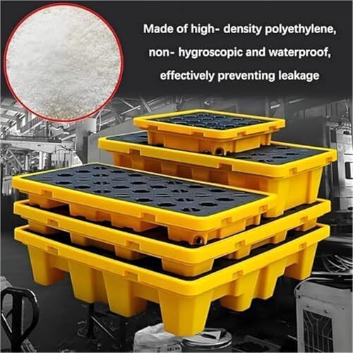 Spill Containment Platform - Stackable Leak-Proof Plastic Pallet Tray for Oil & Chemical Storage in Factories & Warehouses, Durable & Modular Design
