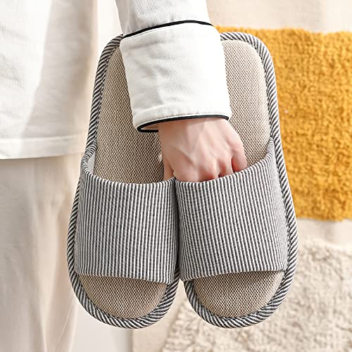 JIJIe Slippers for Women Men Linen Slippers Open Toe House Shoes Summer Sandals for Indoor Outdoor Bedroom