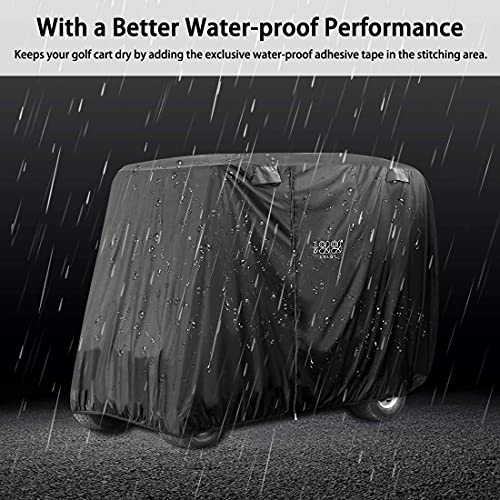 10L0L 500D Waterproof Golf Cart Cover Universal Fits For Club Car, E-Z Go, Yamaha And Most Brand 4 Passenger Golf Cart -Black #TOP6