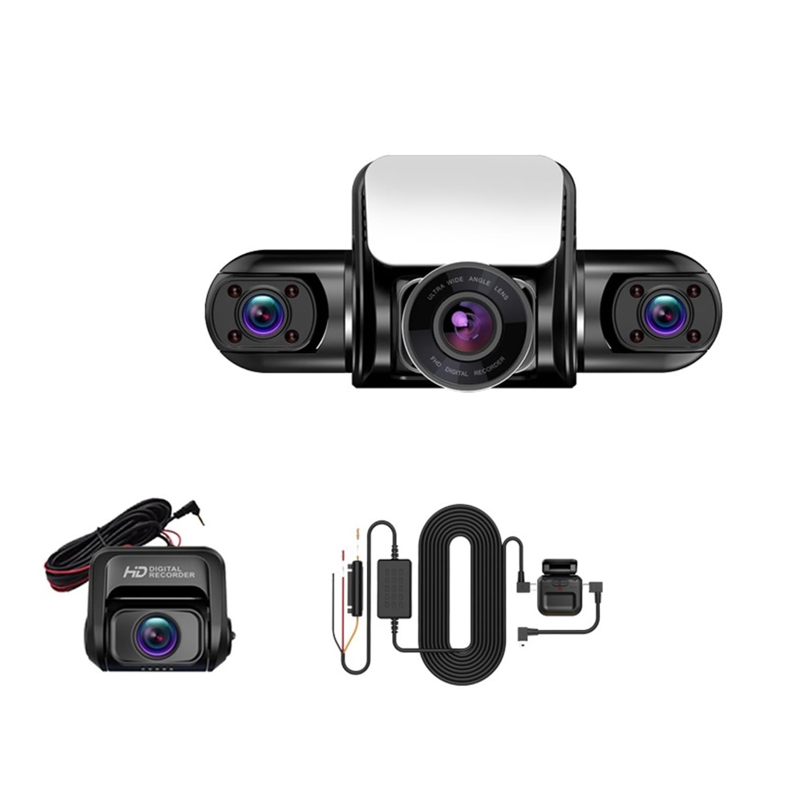 Przód kamery samochodowej Kamera na deskę rozdzielczą 4CH HD 1080P do wideorejestratora samochodowego 24H monitorowanie parkowania wideorejestrator Night Vision WiFi 256GB Łatwa instalacja (Color : M