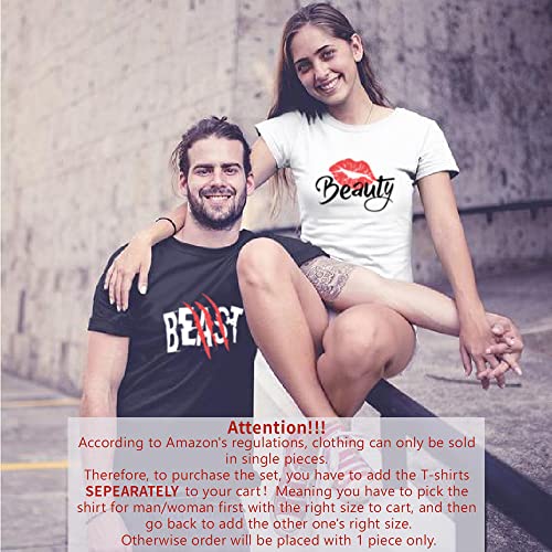 Kmcojia Beast Beauty Matching Couple T-Shirt For Husband Wife,Pure Cotton Matching T-Shirt For Lover(Pack Of 1 T-Shirt)-Black-Beast-Xl thumb #3
