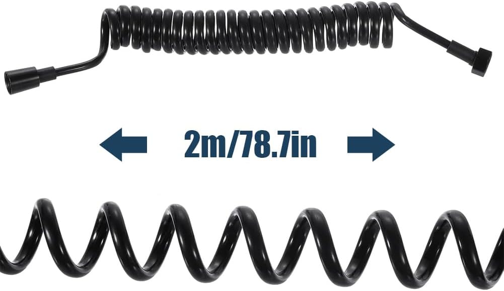 Bidet Spring Shower Hose, Flexible Anti twist Shower Tube Stretchable Telescopic Spiral Tubing PU Replacement Water Plumbing Toilet Basin Faucet Handheld Sprayer Bathroom Household Pet Washing 2M