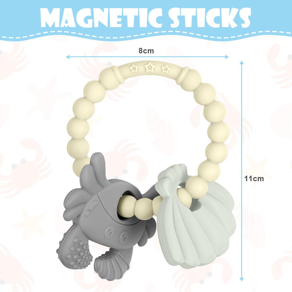 Vicloon Massaggiagengive, Dentizione Neonati Giocattolo Senza BPA Massaggia Gengive Neonati in Silicone Anello da Dentizione per Prima Infanzia Molar Lenire i Bambini, Beige