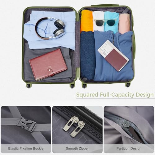 Image of 3 Pcs ABS Hardshell Luggage Sets Spinner Wheel Suitcase Set TSA Lock Suit Case