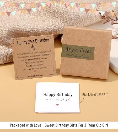 Image of AryaHozel 4mm Natural Stone Bracelet with Birthday Cards, 6-21 Year Old Birthday Gifts for Girls Daughter Granddaughter Niece Sister Women Friends