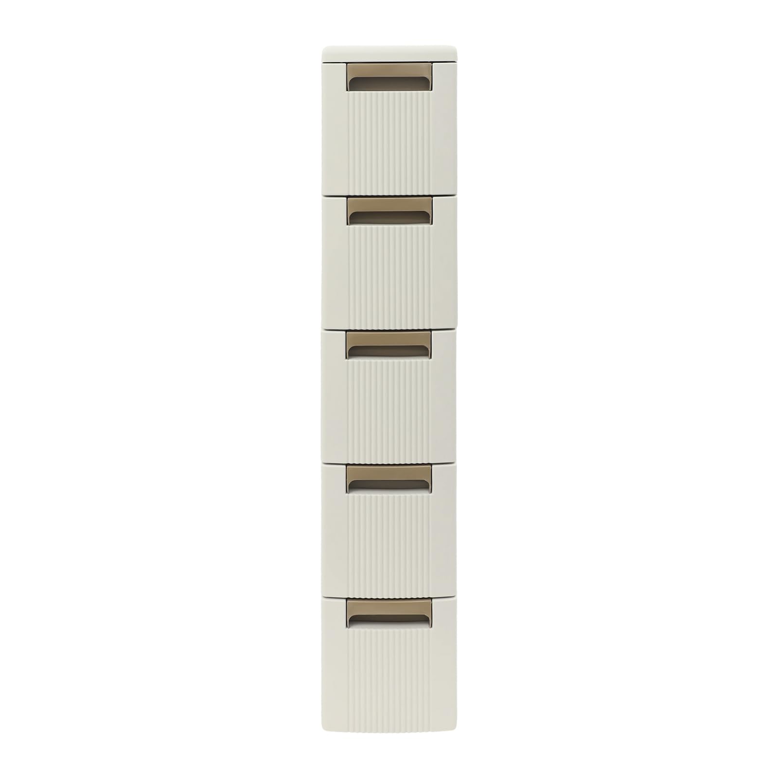 Mueble de almacenamiento estrecho de 5 niveles, mueble de baño de PP, estante con ruedas para espacios pequeños, carro rodante con 5 cajones, 18 × 45 × 100 cm