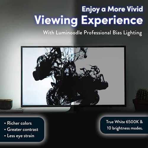 Image of Power Practical LED Lights for TV Backlight - Luminoodle, USB Powered TV LED Light Strip w / Bias Ambient Lighting for Home Theater - True White - Size (24 inch-29 inch TV)