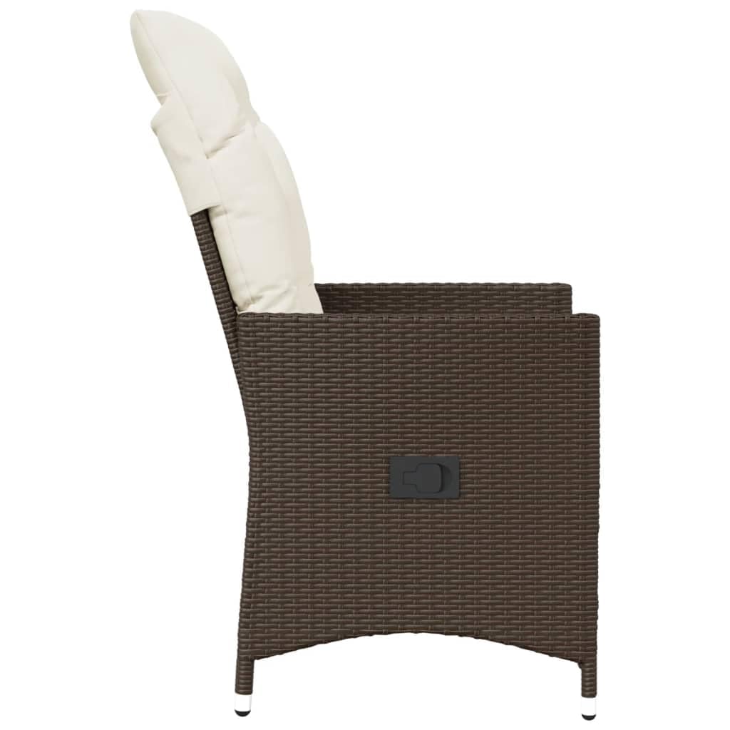 Poltrona reclinabile da giardino con cuscini in rattan sintetico marrone Sedie esterne resistenti alle intemperie, poltrone per terrazze, mobili da giardino, poltrone da giardino