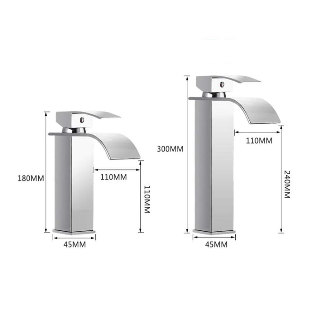 Rubinetto a cascata per lavabo, miscelatore per lavabo da bagno moderno nero a leva singola per lavabo da appoggio, rubinetto per lavabo quadrato in acciaio inox a foro singolo, adatto per WC e bagn