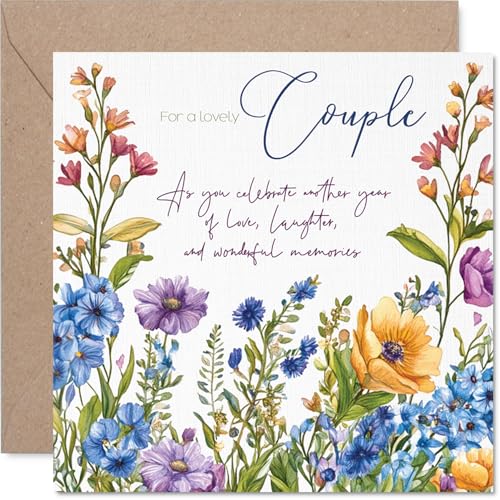 Carte anniversaire couple, fleurs jardin floral