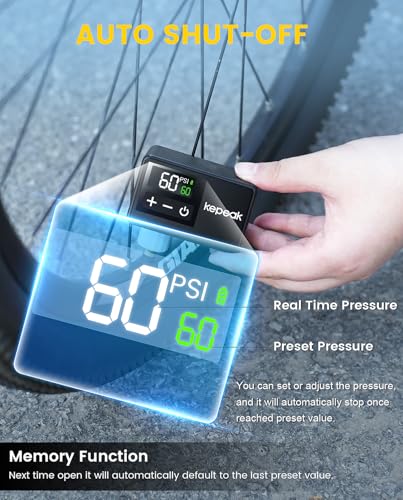 KEPEAK Mini bomba de bicicleta, bomba de bicicleta com medidor de pressão digital, bomba de ar portá