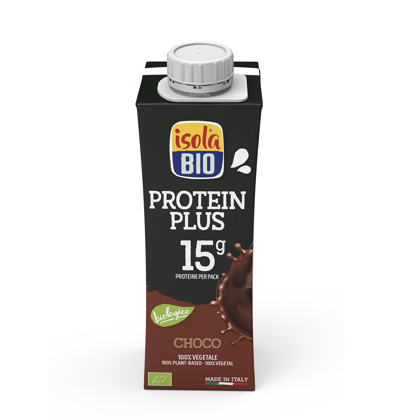 ISOLA BIO - Pack de 10 Unidades de 250ml de Bebida Ecológica Vegetal Soja con Cacao - 15g Proteína - Sin Azúcares Añadidos y Sin Lactosa - Vegano - Formato para llevar