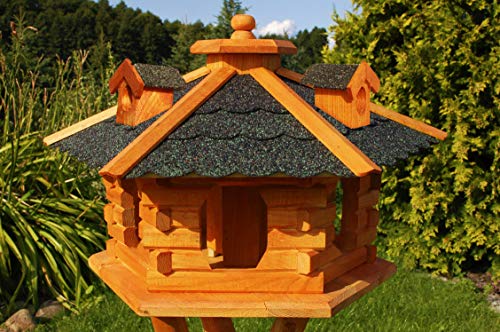 Deko Shop Hannusch XXL Vogelhäuschen, Vogelhaus mit Bitumschindeln, behandelt, Futtervogelhaus, Verschiedene Dachfarben (dunkel)