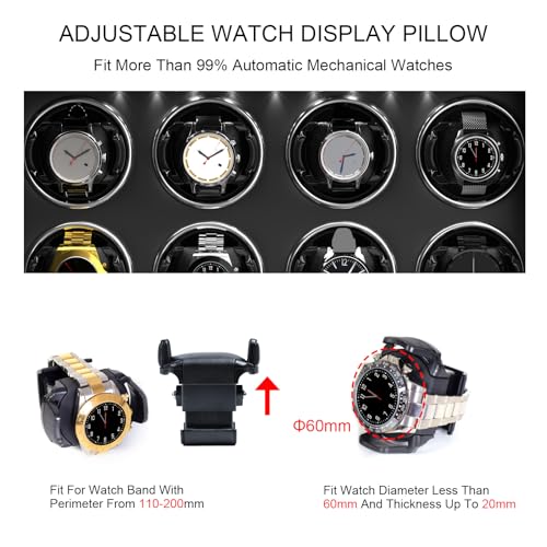 dukwin watch winder for 468 automatic watches lockable winders with watch holders and jewelry storage super quiet motor with high-gloss finish built-in illumination