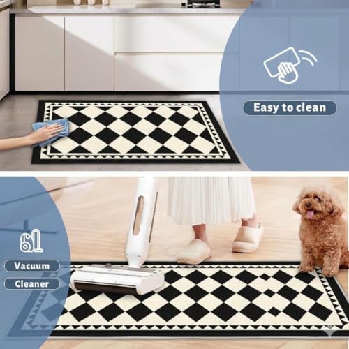 Image of Kitchen Anti Slip Mat for Floor, Waterproof Washable Kitchen Mats, Non Slip Kitchen Floor Mats for Home, Soft Mats for Kitchen, Kitchen Mats for Floor Anti Slip (Chess Style)